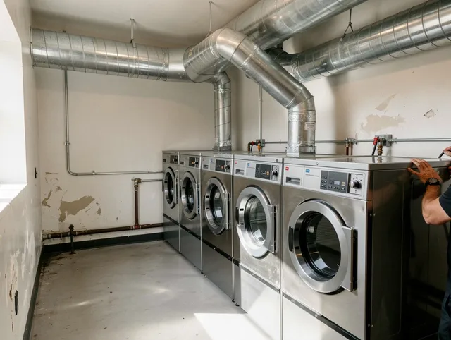Danbury Dryer Vent Cleaning team performing large-scale commercial dryer vent cleaning in Danbury