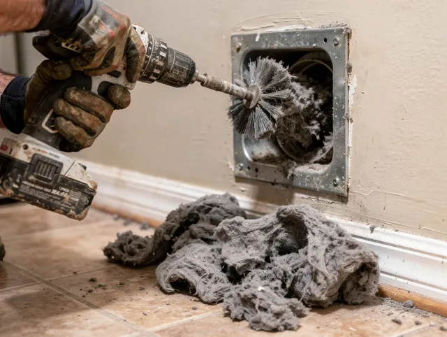 Certified Danbury Dryer Vent Cleaning technician performing dryer vent cleaning in Danbury